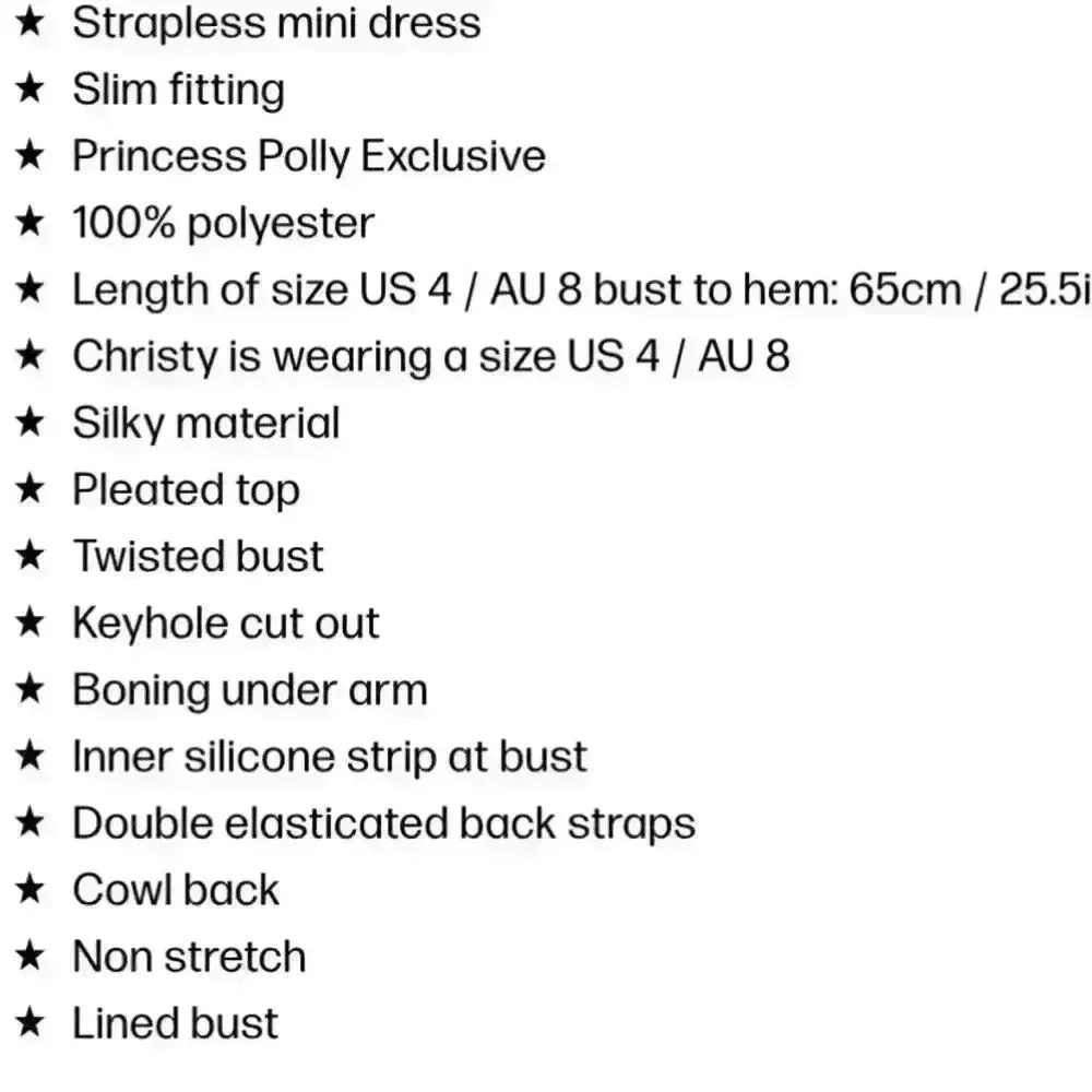 NWOT Princess Polly strapless size 2 and 4 mini dress. - Picture 5 of 10